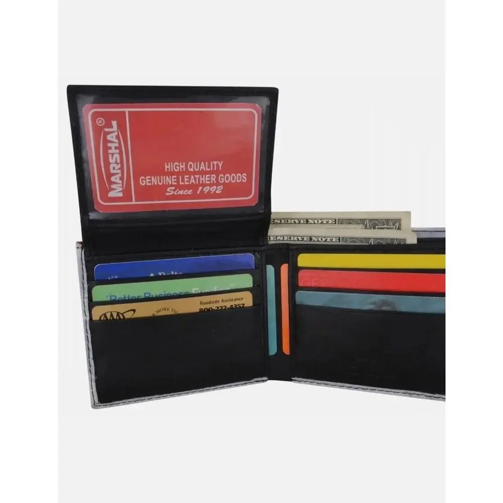 US Flag wallet with Logo Genuine PU Faux Leather Graphic Design Box Gift